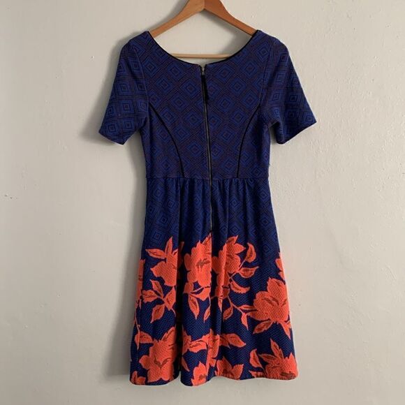 Anthropologie HD in Paris geometric fit and flare dress with floral overlay - Picture 8 of 10